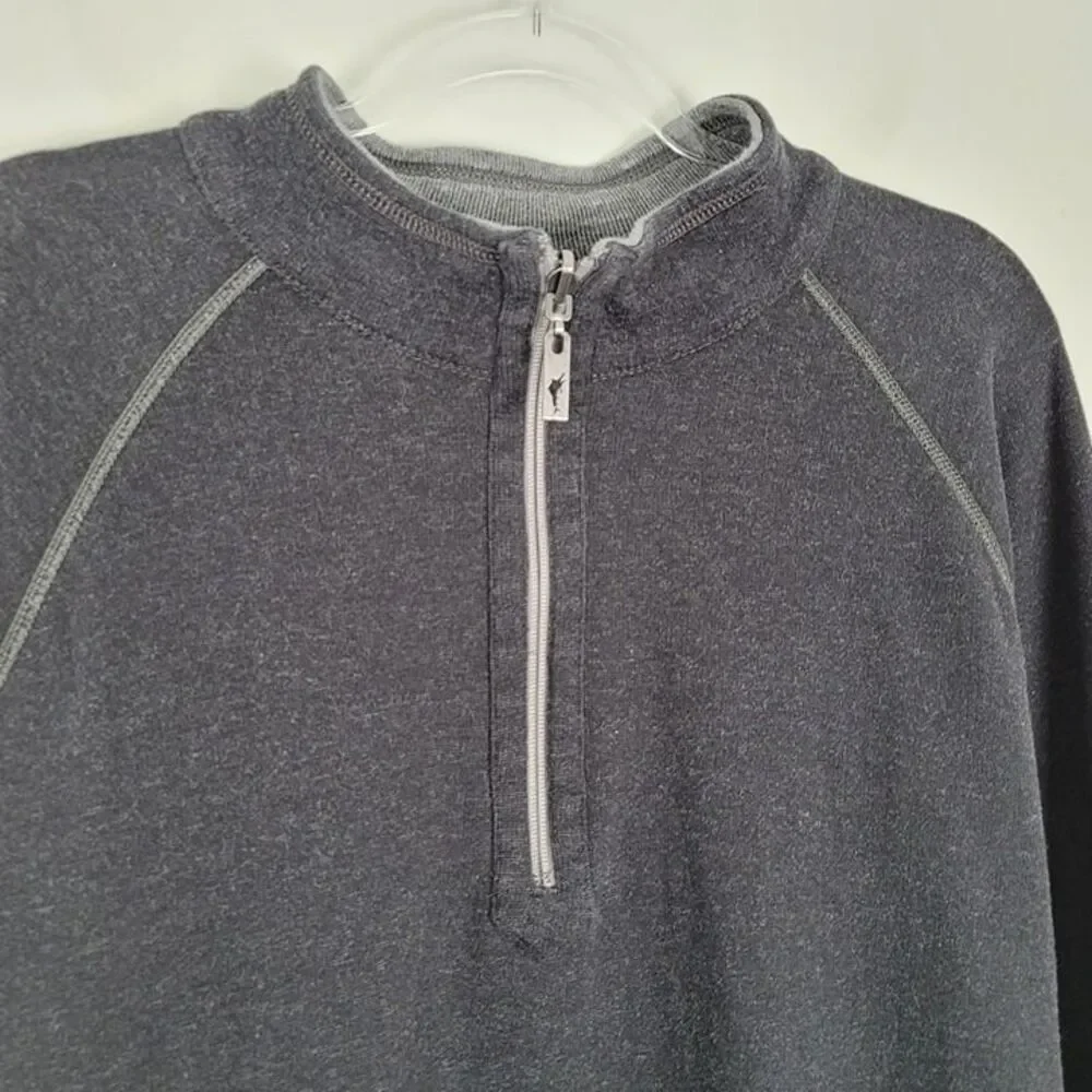 Tommy Bahama Size XXL Reversible Flipshot Half Zip Pullover Sweater Gray